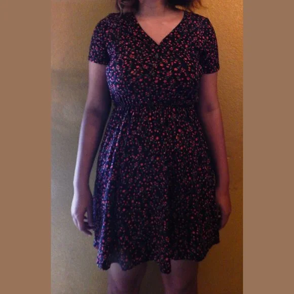 French Grey Dresses French Grey Black And Red Floral Vneck Dress Poshmark